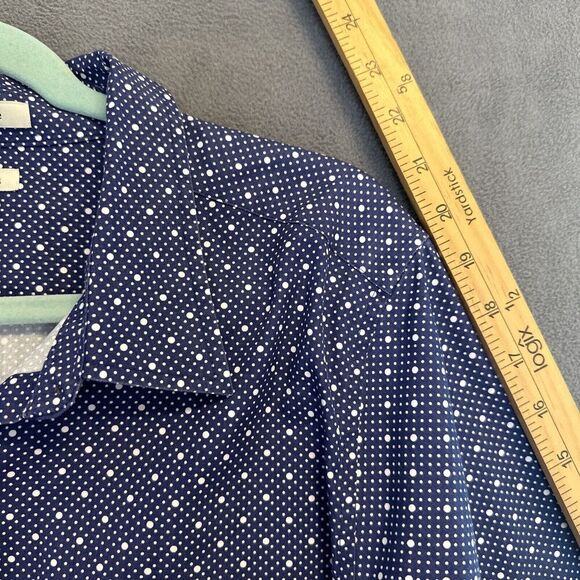 LL Bean Wrinkle Free Button Up Shirt Womens Plus Size 1X Blue Printed Office - Picture 8 of 9